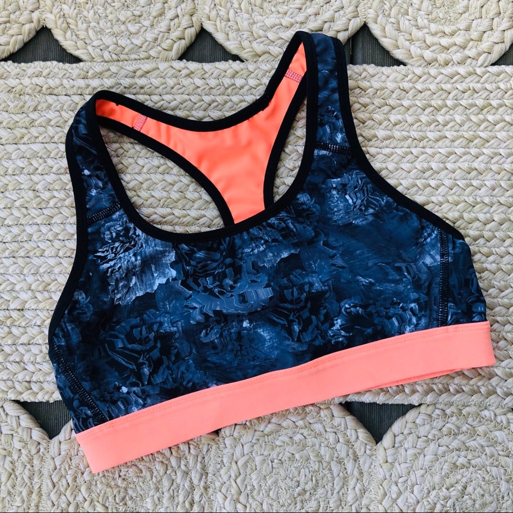 champion peach&gray patterned sports bra / size s
